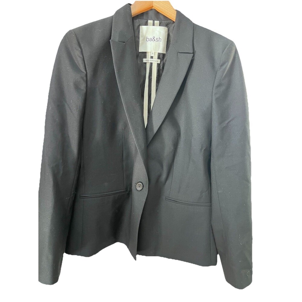 NWT ba&sh Bash Cleo Jacket 1 Button Blazer Black Sz 2 M Classic Careerwear